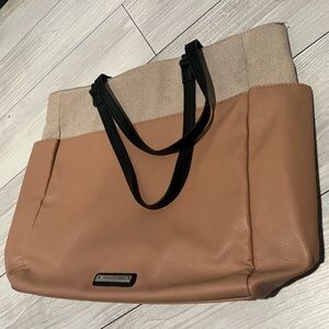Two-Tone Nine West leather & canvas tote